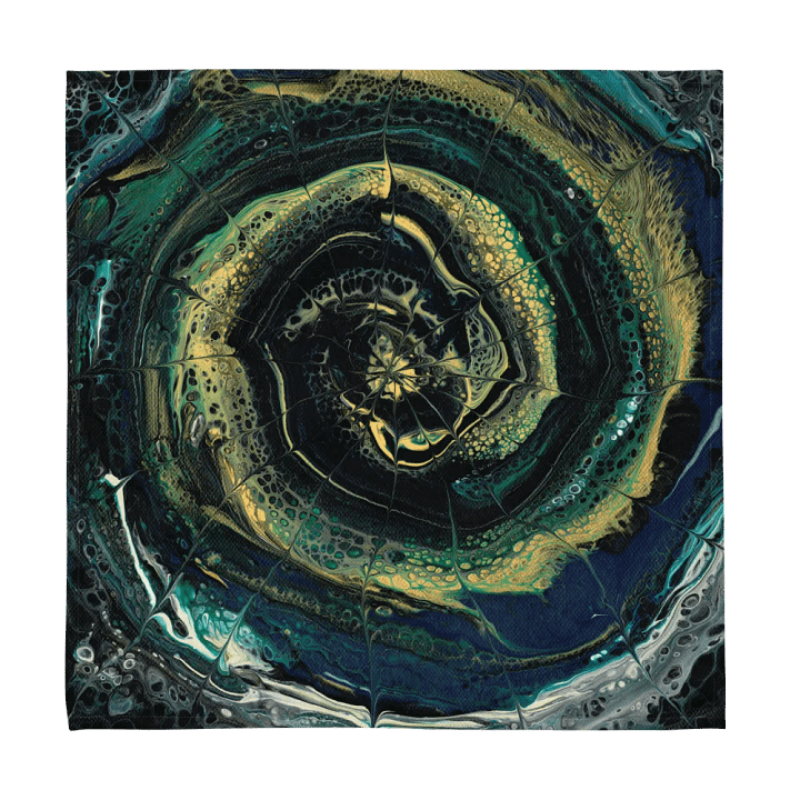 Midnight Halo - Abstract Acrylic Ring Pour 'Midnight Circles', Set of 4 Printed Napkins - Artistic Touch for Dining product image (1)