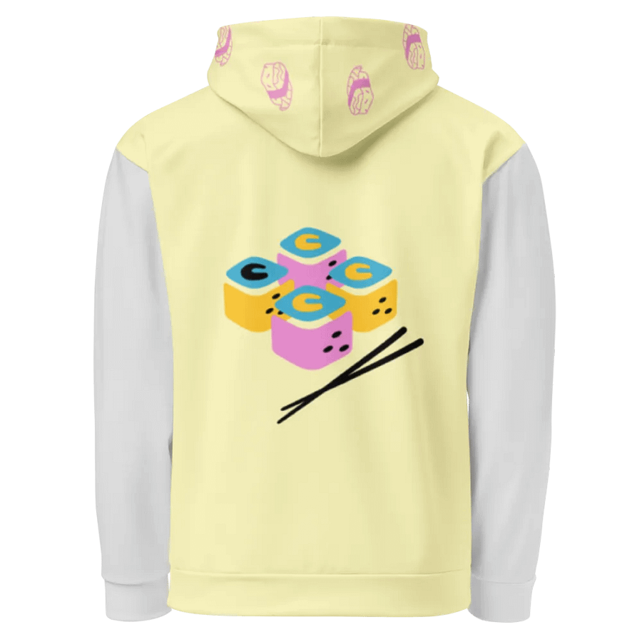 Lingling Kwong Sushi Design Unisex Hoodie (Pale Yellow & Light Gray) product image (3)