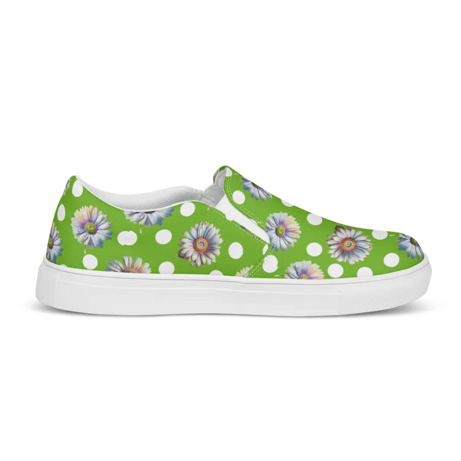 Daisy Dots - Lime Green Slip-on Canvas Shoes product image (8)