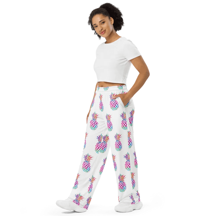 Chromatic Chaotic Pineapple Unisex Wide-Leg Pants product image (4)