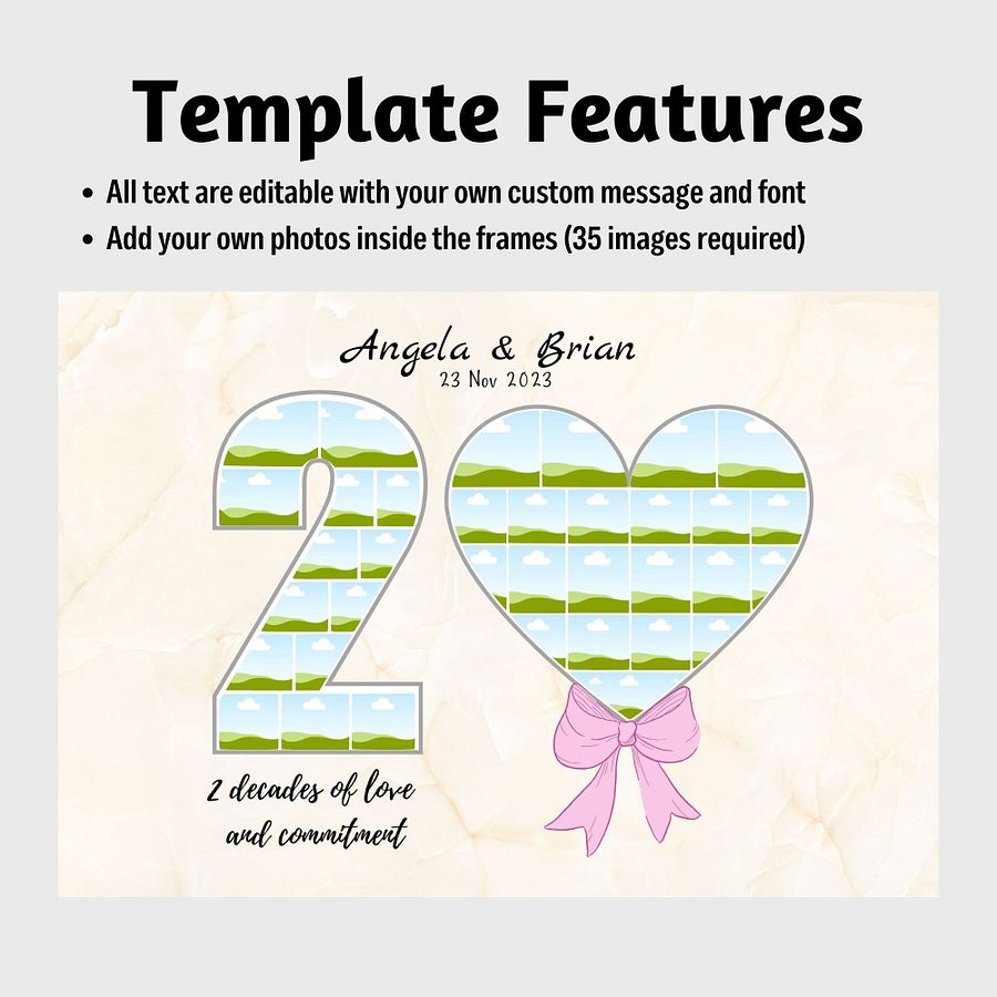 20 Year Wedding Anniversary Photo Collage Canva Template product image (4)