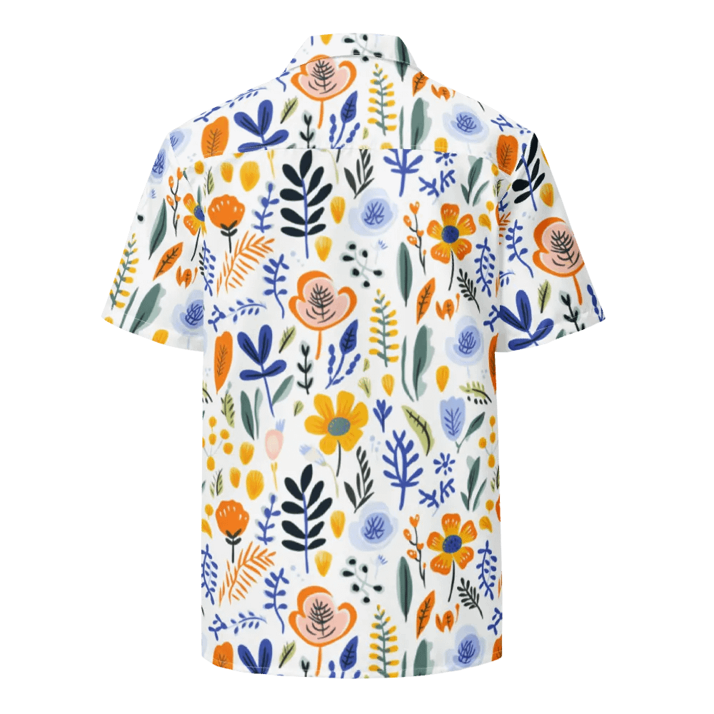 Retro Flowers Blue Hawaiian Shirt product image (8)