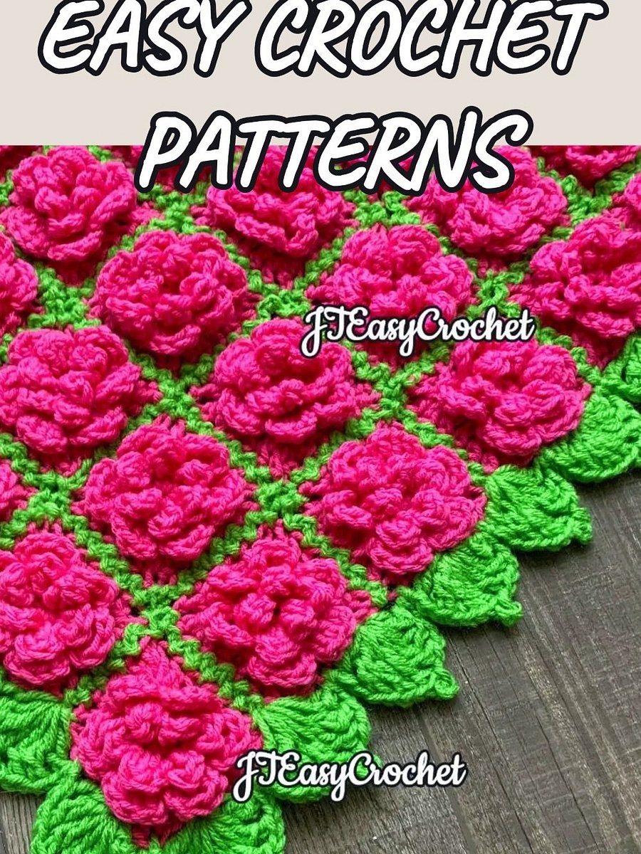 Victorian Style Rose Flower Baby Blanket Crochet Pattern, Crochet Motif Boho Throw Blanket or Nursery Rug product image (4)