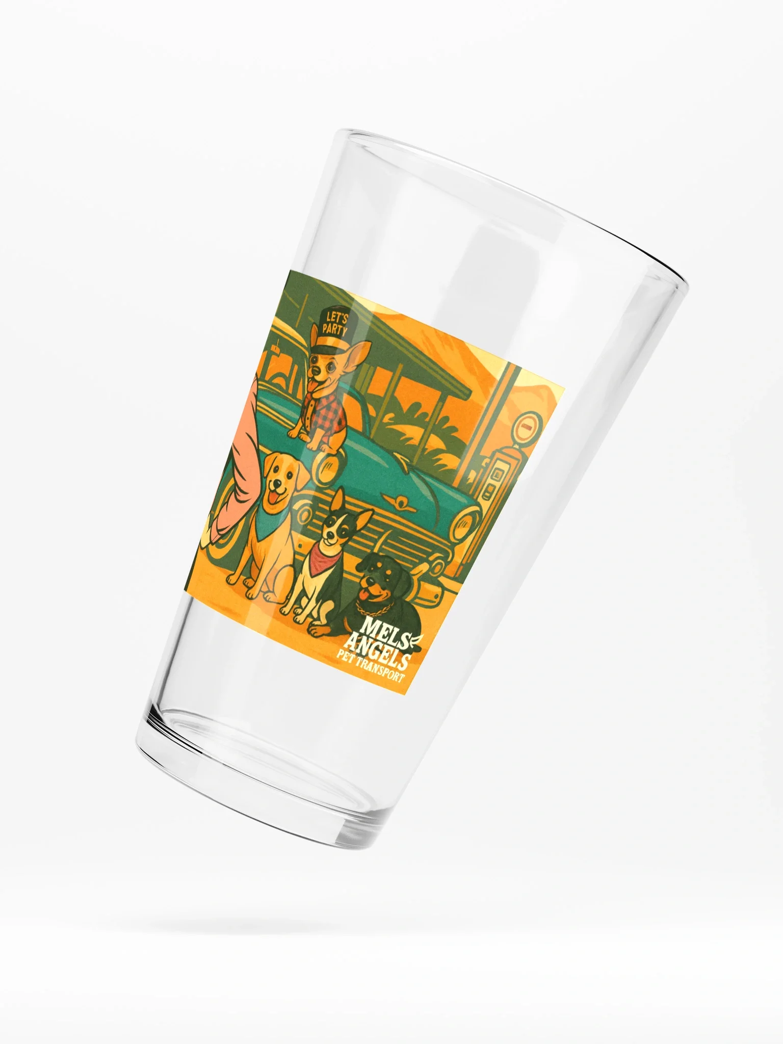 Mels Angels “Leader of the Pack” Retro Dog Pint Glass (16 oz) product image (5)
