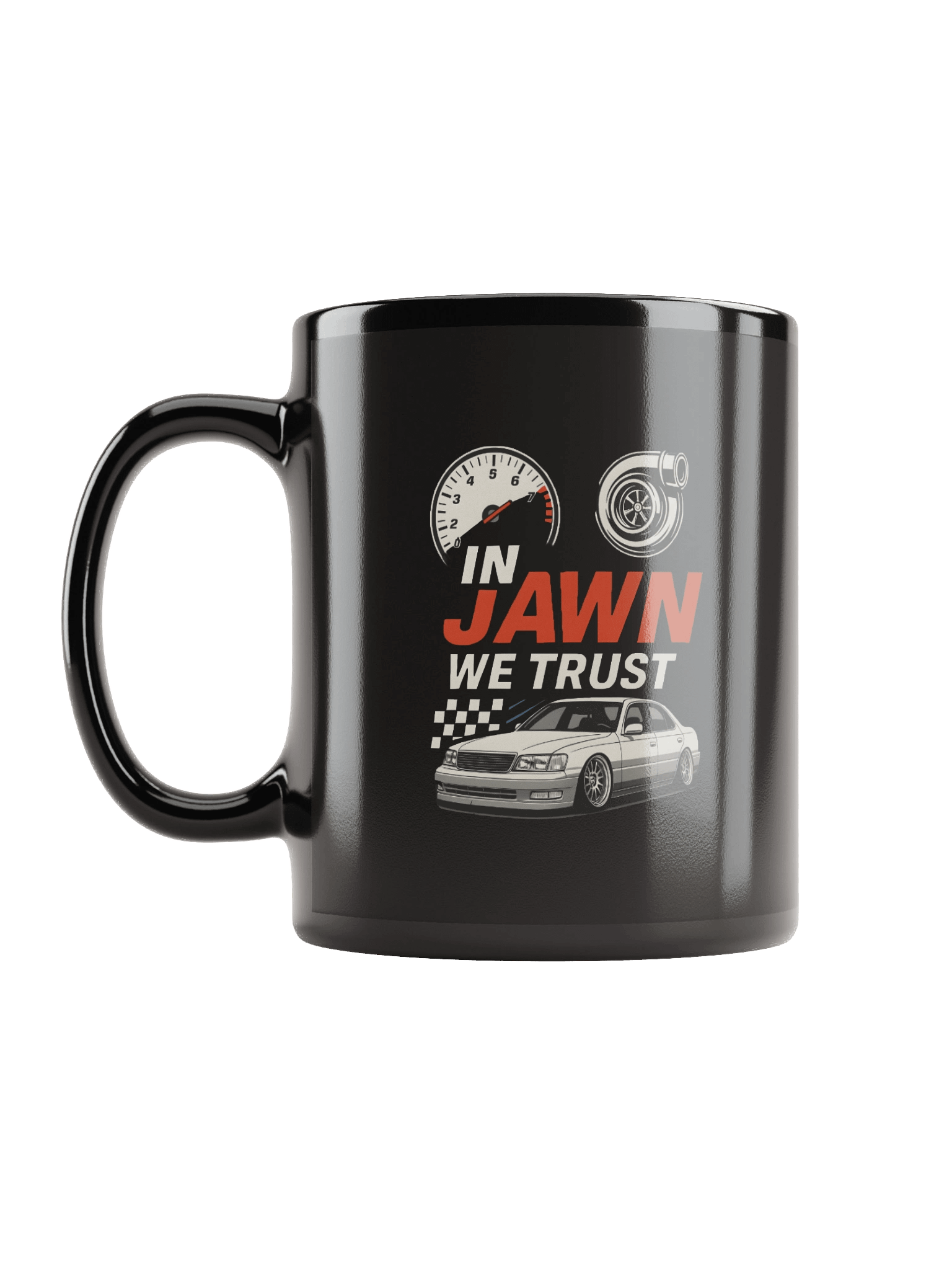 Jawn > Lexus LS400 "In Jawn We Trust" Black Coffee Mug product image (6)