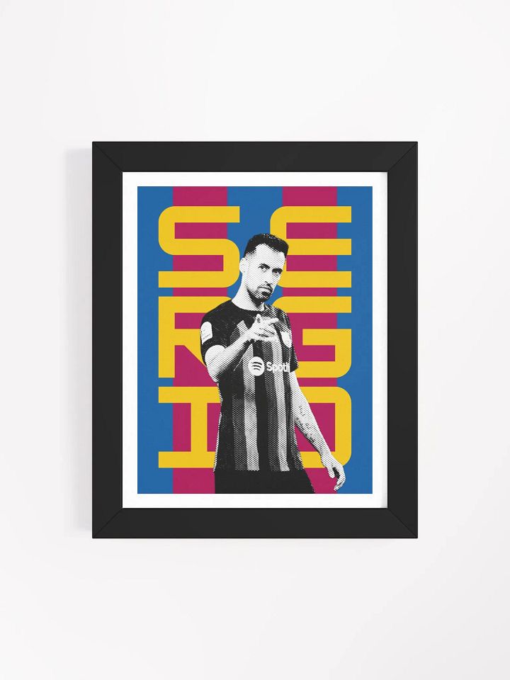 Sergio Busquets BW Barcelona Name Art Framed Print product image (2)