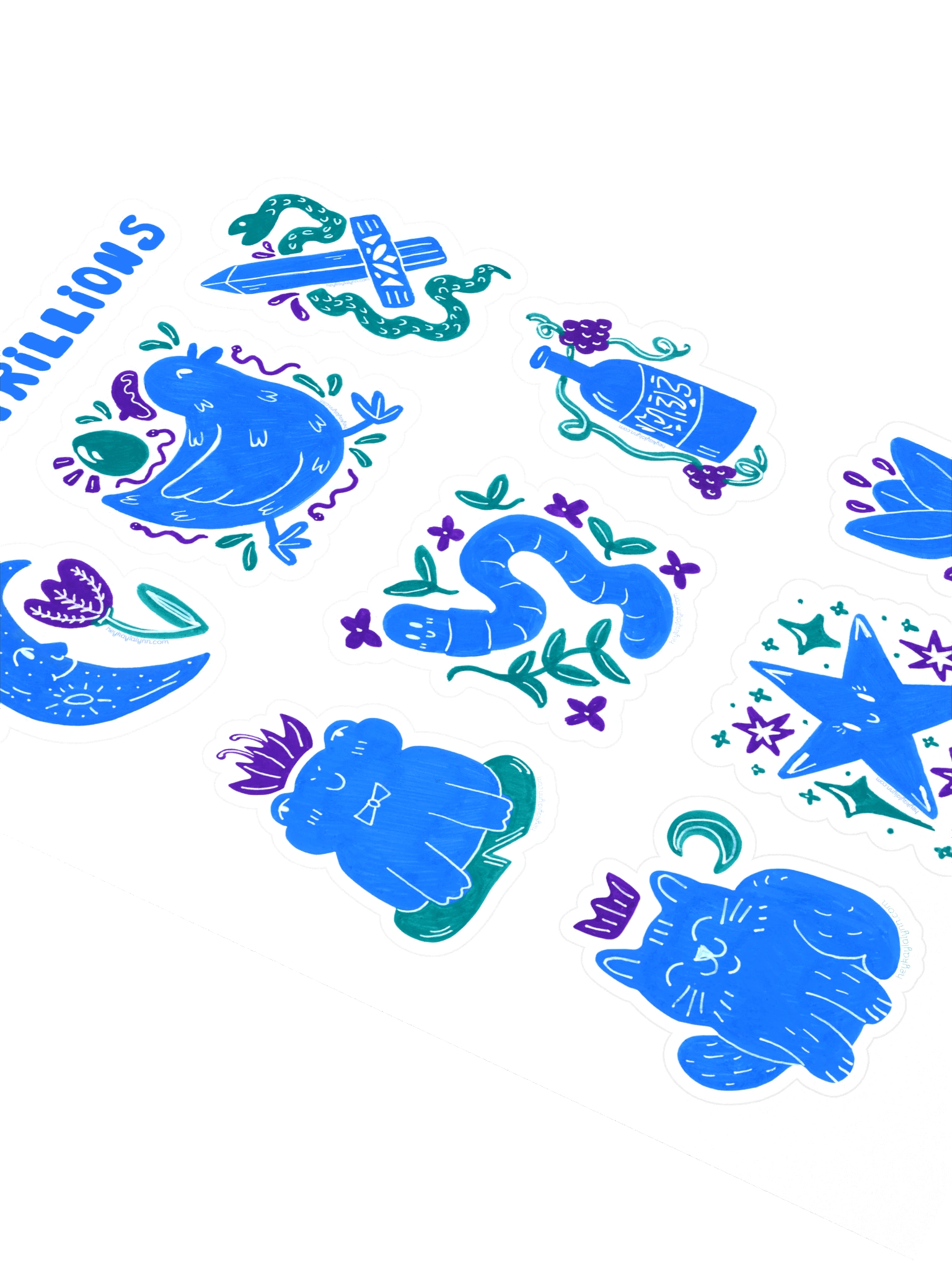 Doodle Sticker Sheet (Blue) - Hand Drawn by Ruble product image (3)