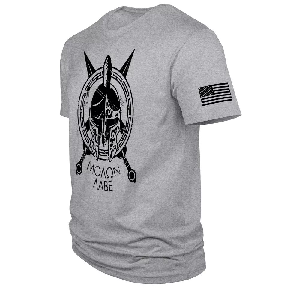 Mens American Flag Spartan Warrior Molon Labe Military Short Sleeve T Shirt product image (1)