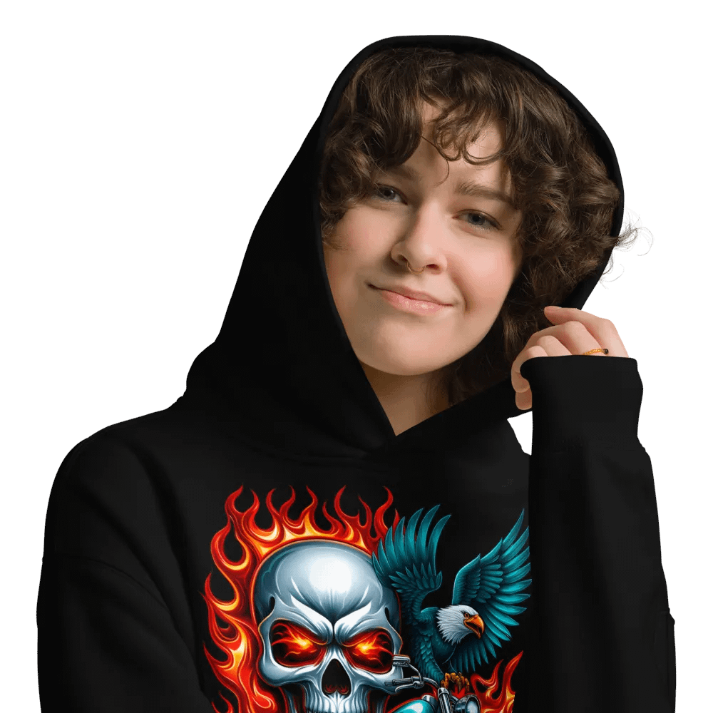 Eagle Fire Skull Oversized Hoodie #5 product image (9)