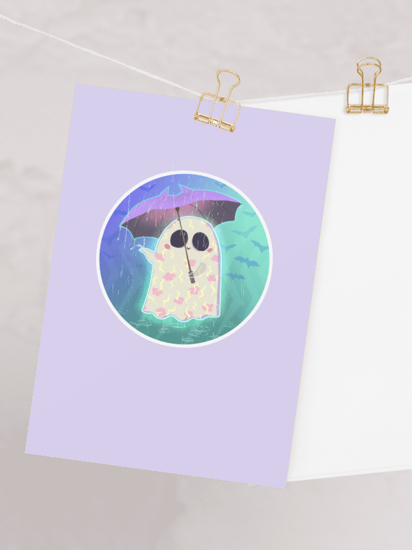 Pastel Little Ghost in the Rain #2 - Greeting Card product image (3)