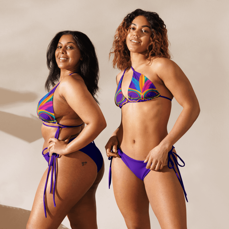 Purple Low Rise Cheeky String Bikini, Mardi Gras Top product image (6)