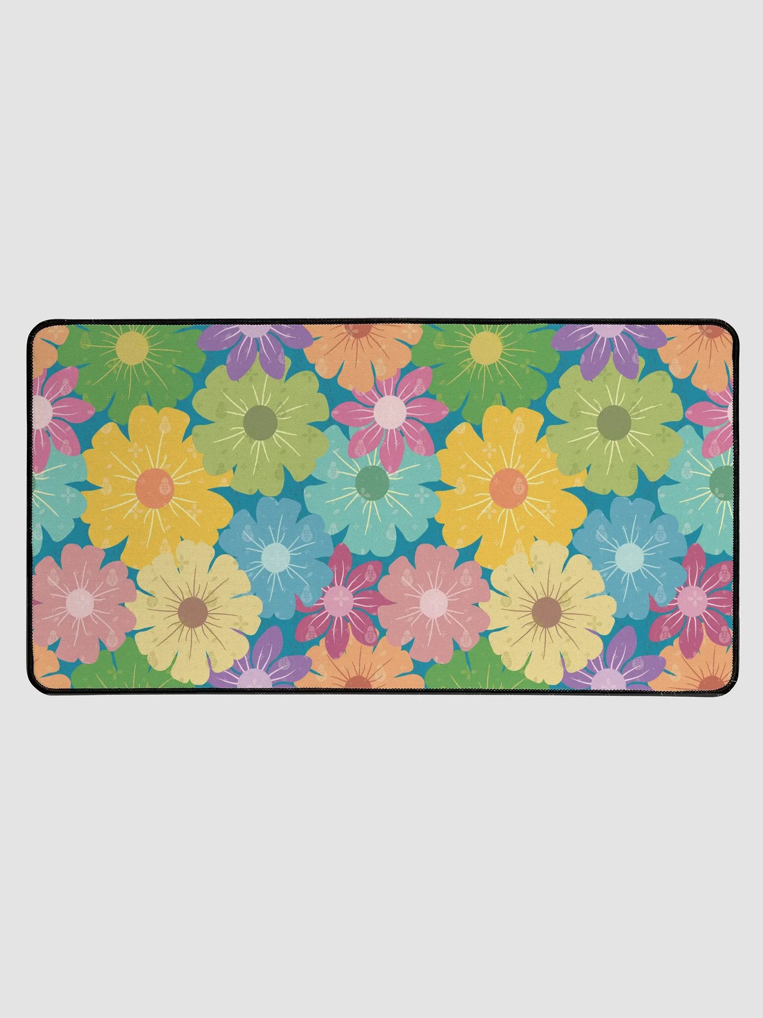 Vibrant Daisy Floral Block Prints Design Desk Mat product image (1)