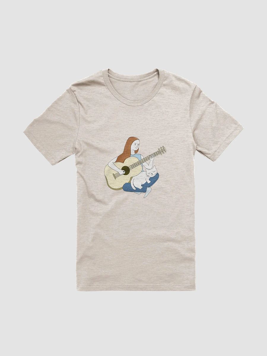 Woman Playing Acoustic Guitar and Her Cat Unisex T-Shirt product image (2)