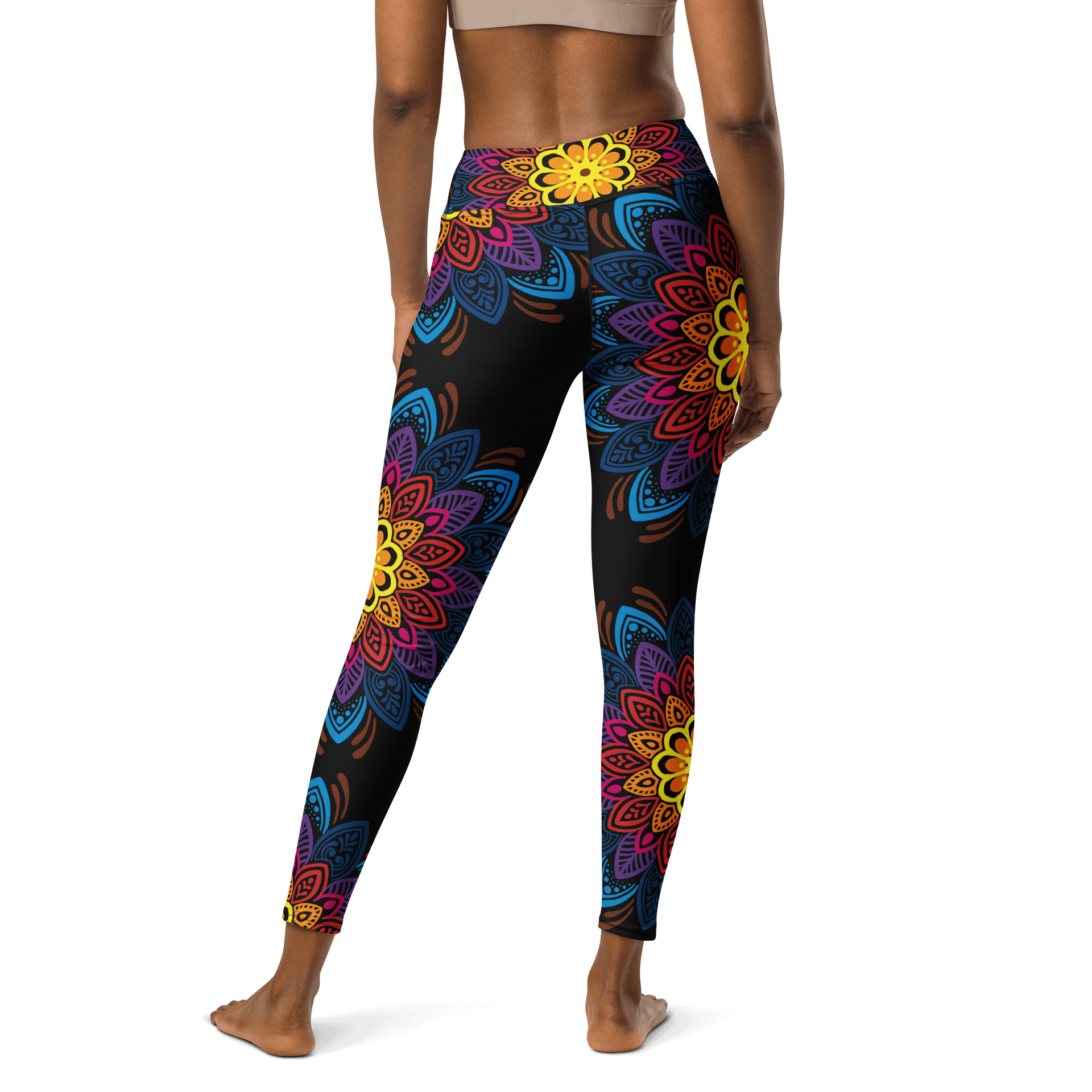 Mandala Burst High-Waist Yoga Leggings - Vibrant Floral Artistry product image (2)