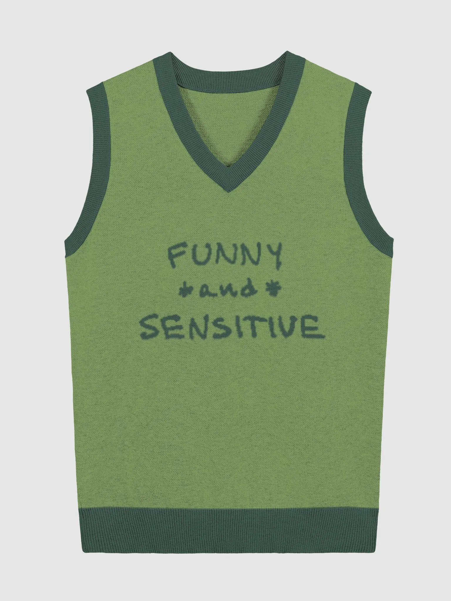 FUNNY *and* SENSITIVE (lg. design, duotone green) knitwear vest product image (1)