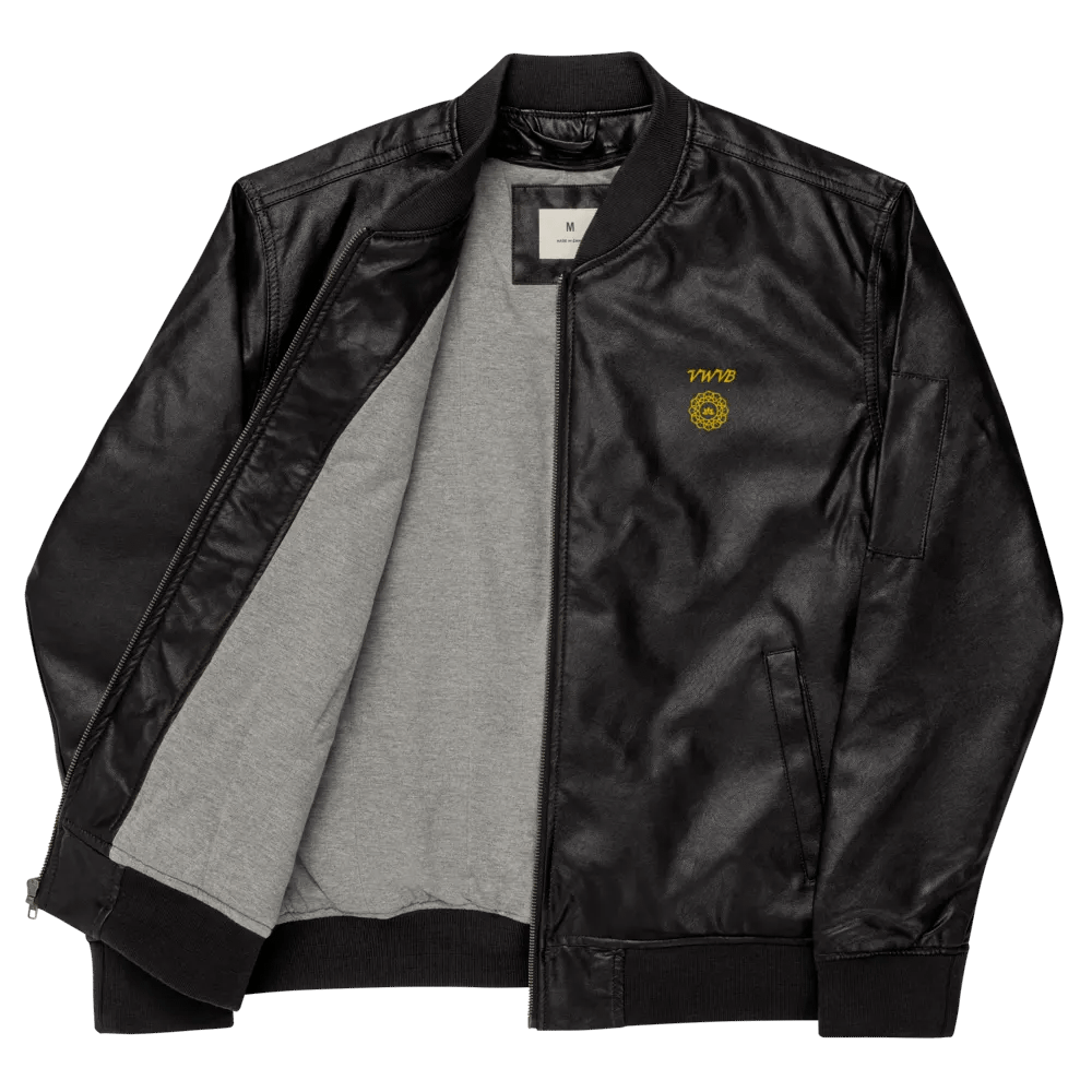 Lotus Mandala Faux Leather Bomber Jacket product image (10)