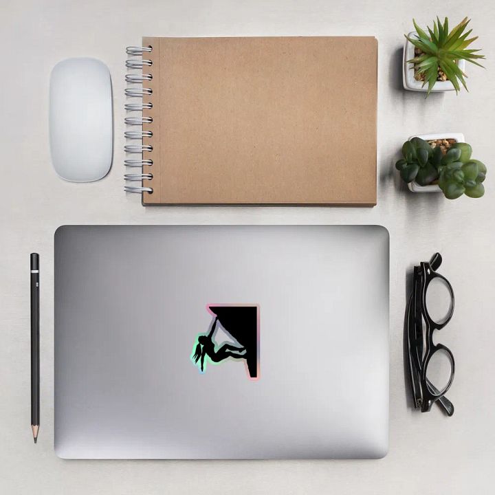 woman bouldering holographic sticker product image (2)