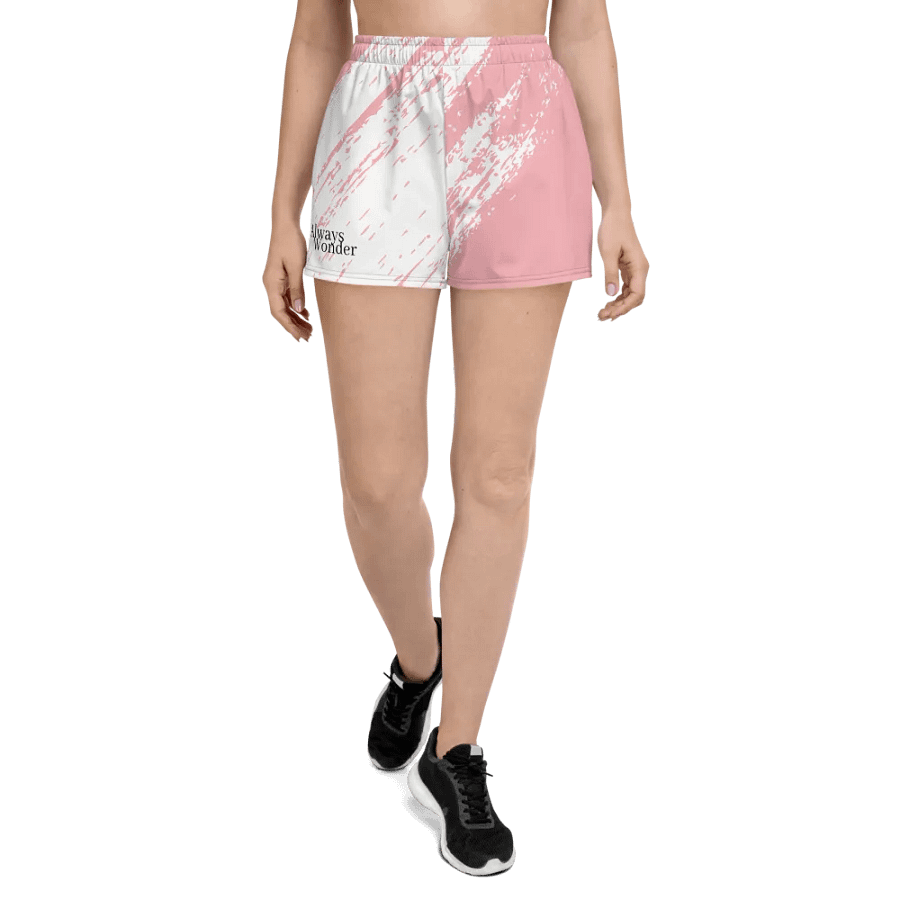 Always Wonder Unisex Athletic Shorts (White & Pink) product image (1)
