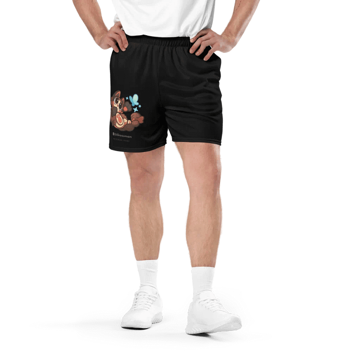 Playing Terra • All-Over Print Recycled Unisex Mesh Shorts (Black) product image (2)