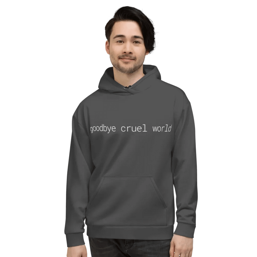 goodbye cruel world, rm -rf / hoodie (darker grayscale mode) product image (5)