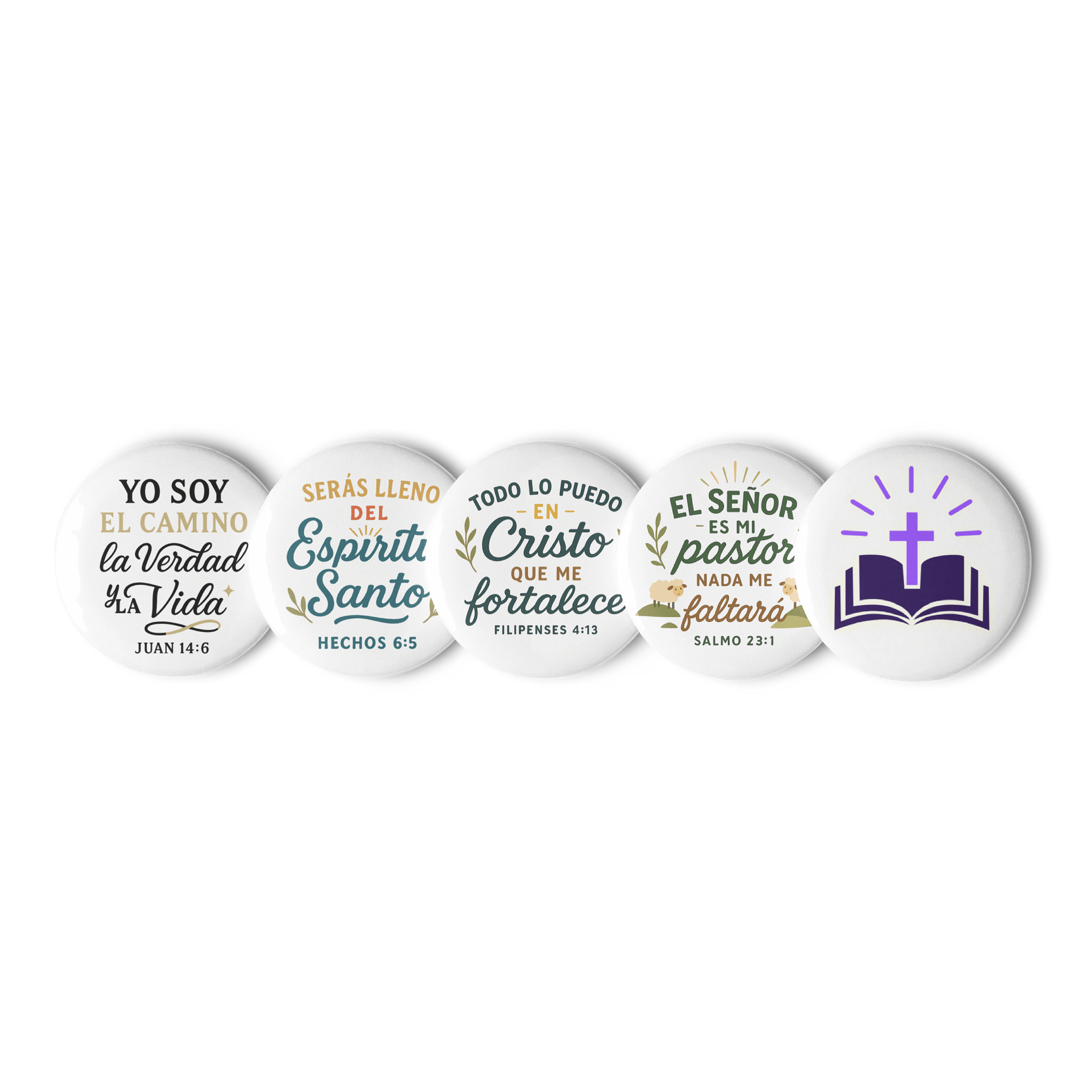Christian Pin Button Set – Mensajes Cristianos – Spanish Verse Design product image (1)