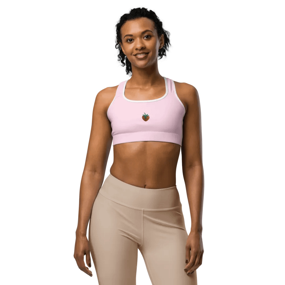 CozyAvocado Women's Pink Sports Bra Strawberry #2 product image (5)