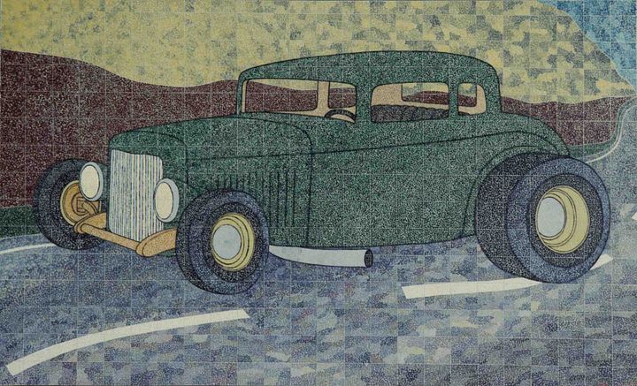 Green Hotrod on Canvas (24" x 48") product image (1)