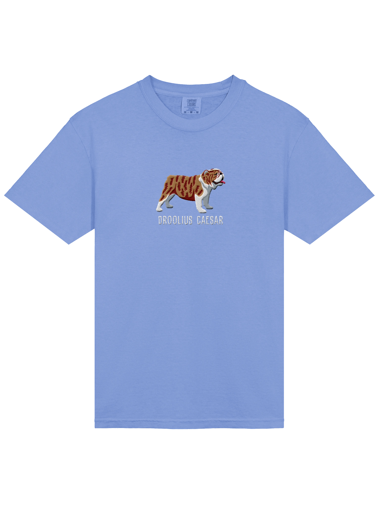 Droolius Caesar T-Shirt(Embroidered) of an English Bulldog(Brindle & White) product image (3)