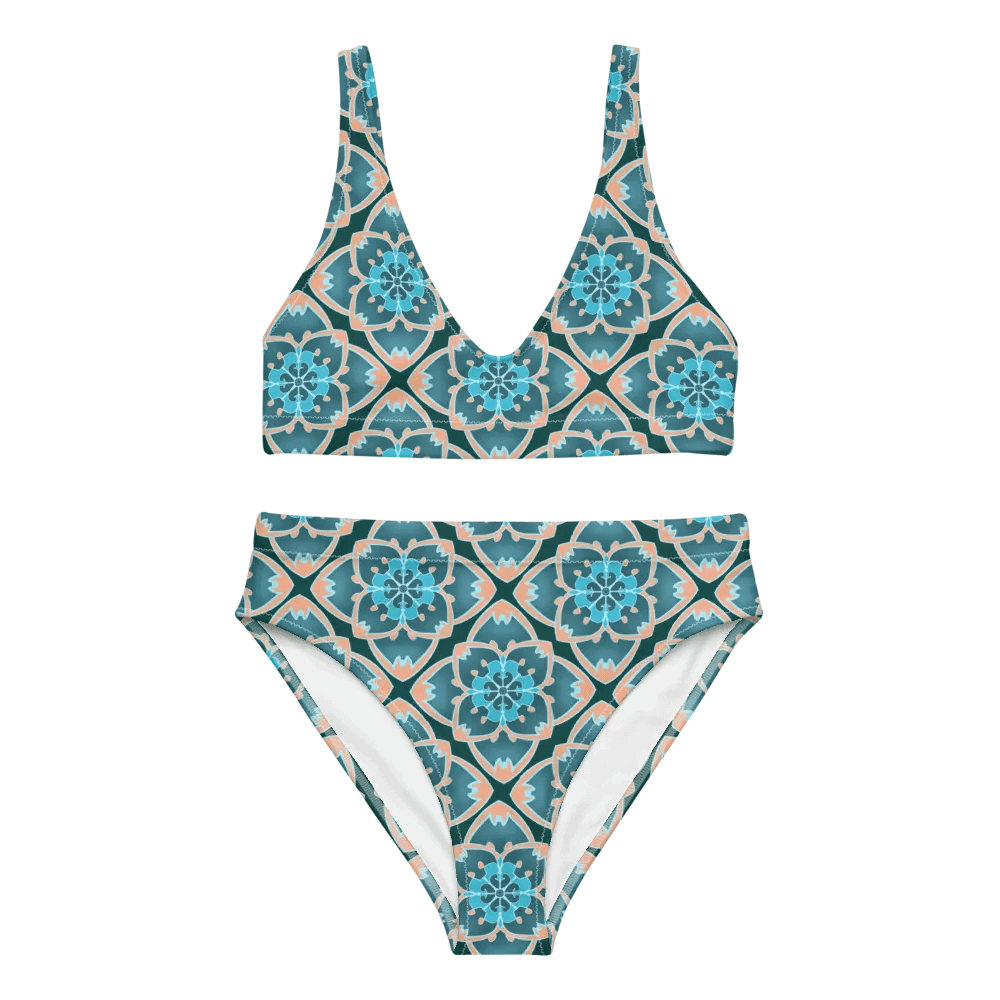 Beautiful Green Pillow Pattern High Waisted Bikini product image (9)