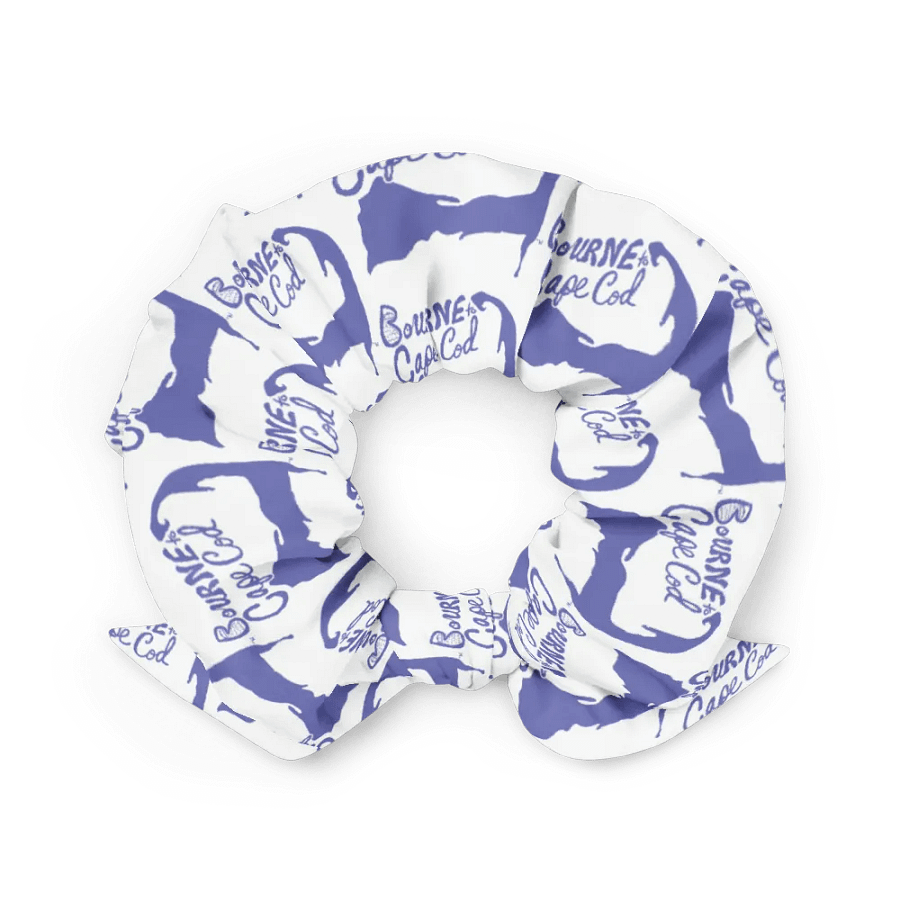 BOURNE to Cape Cod™ | Hair Tie | Coastal Chic | All-Over Logo Print | Slate Blue on White product image (2)