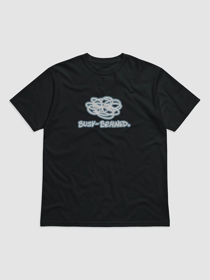 BUSY-BRAINED (lined design, #709AAF) unisex eco tee product image (1)
