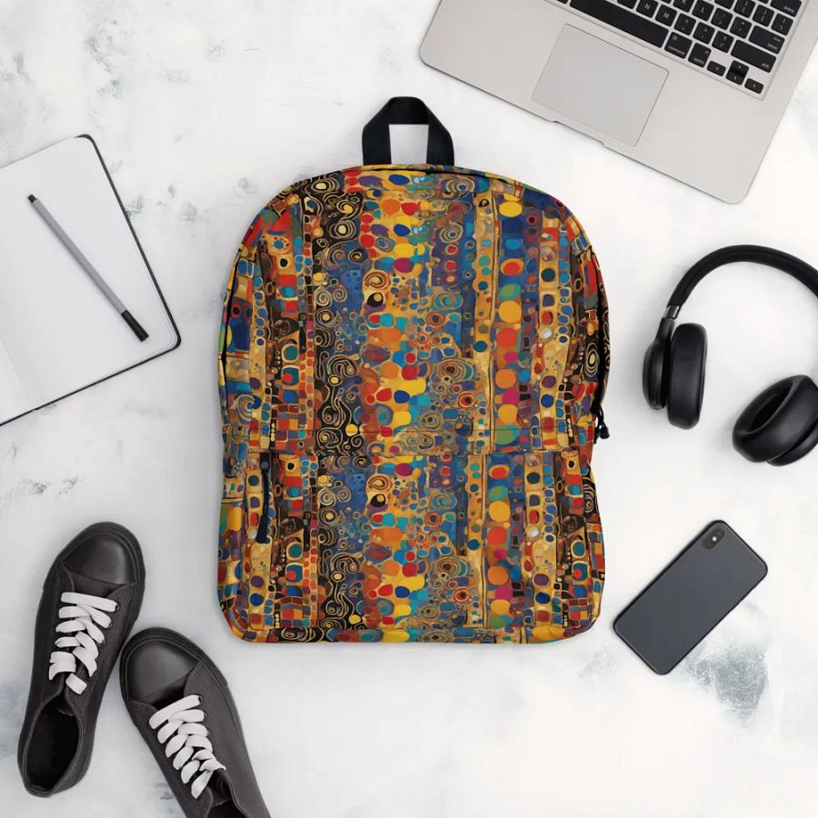 Symmetric Fusion All-Over Print Backpack for art students and arty friends product image (12)