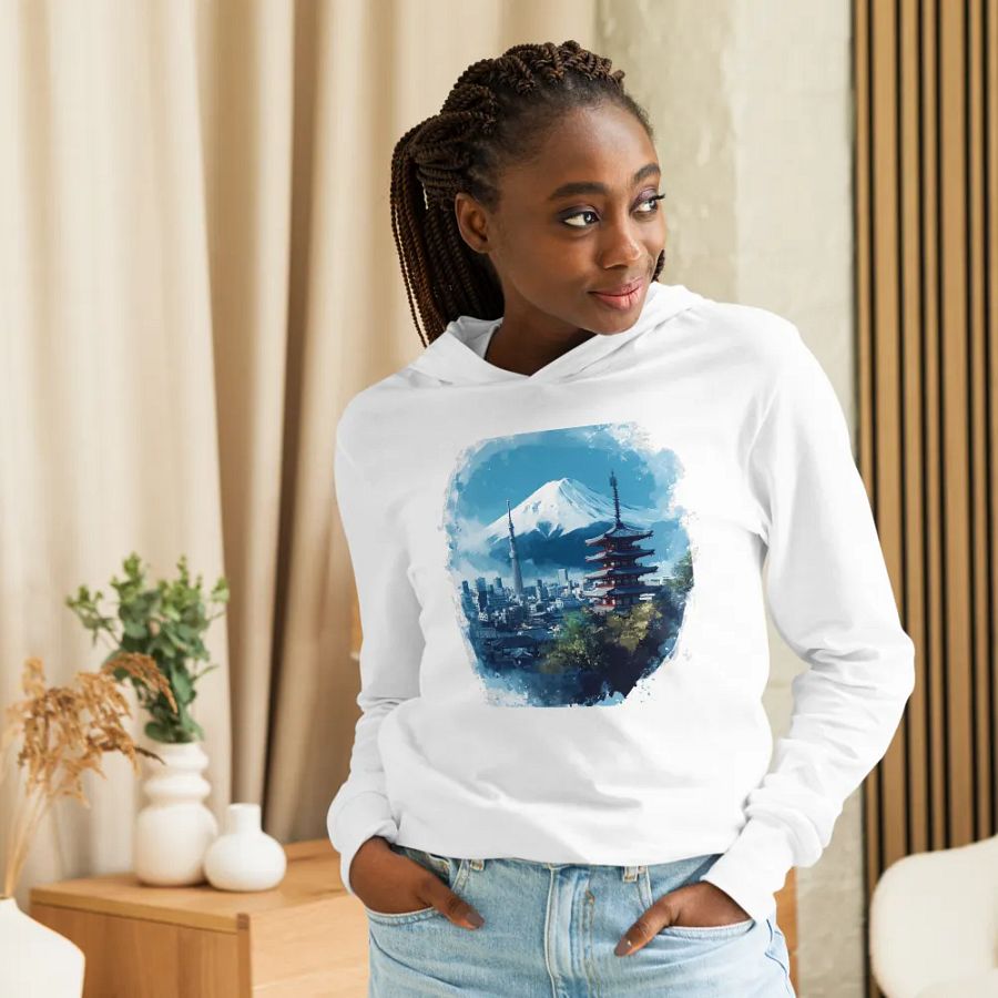 Tokyo Skyline Hooded Tee – Mount Fuji & City Vibes product image (5)