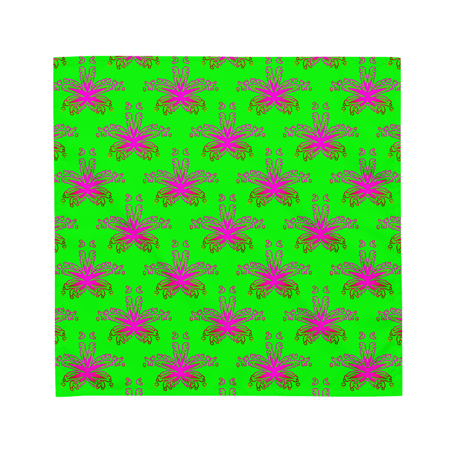 Lime Green Neon Pink 420 Summertime Stoner Bandana, Cannabis Beach Weed Fashion, Odd Pot Leaf Pattern Accessory, Ganja Leaves Rad Reefer Art product image (1)