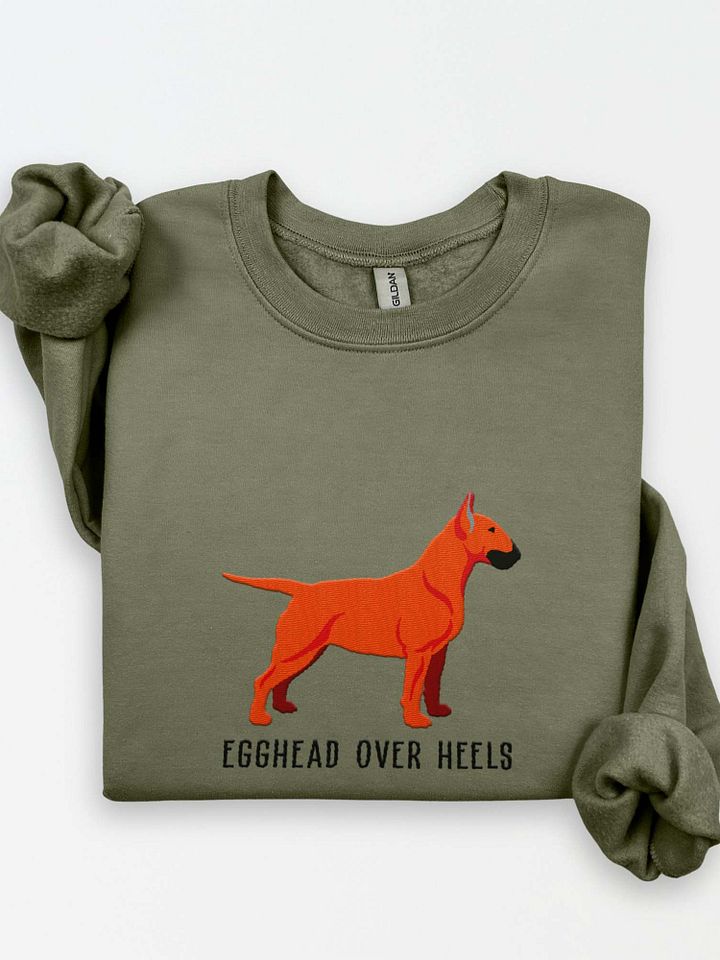 Egghead Over Heals Sweatshirt (Embroidered) of an English Bull Terrier(Red) product image (1)