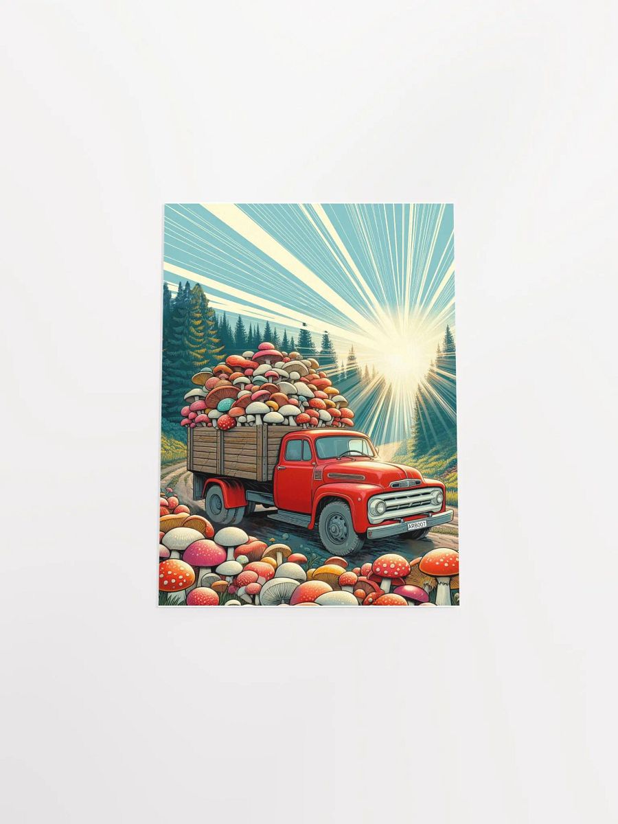 Vintage Red Truck with Mushrooms - Enchanting Forest Art Print product image (5)