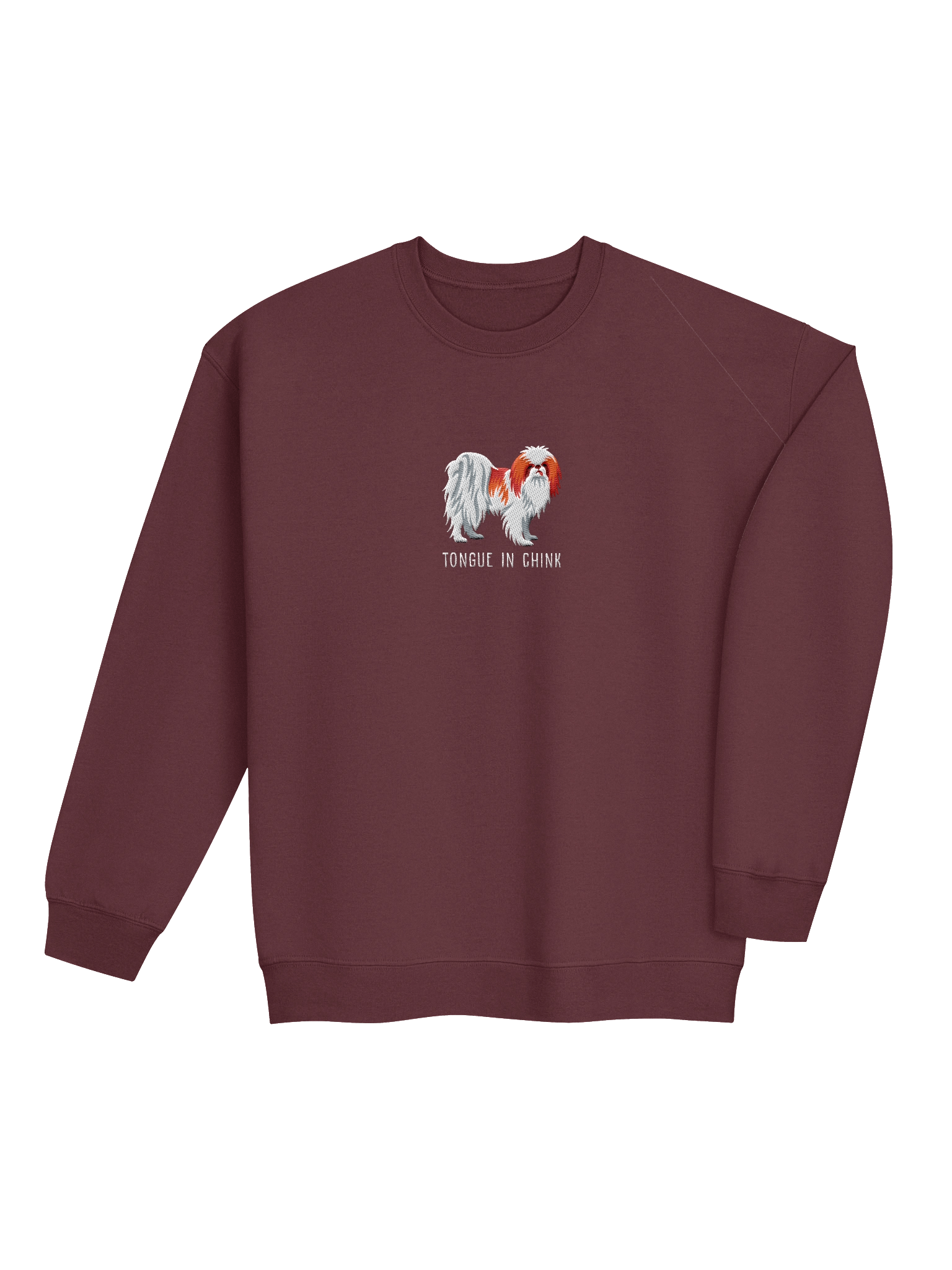 Tongue in Chink Sweatshirt (Embroidered) of a Japanese Chin(Red & White) product image (8)