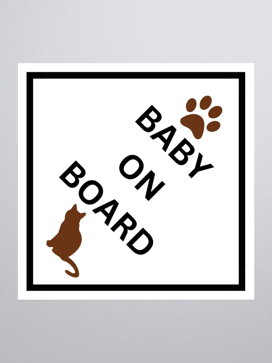 Cat Baby on Board Sticker - Brown on White product image (4)