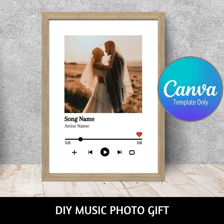 Personalised Music Player Plaque Favourite Song Canva Template product image (1)