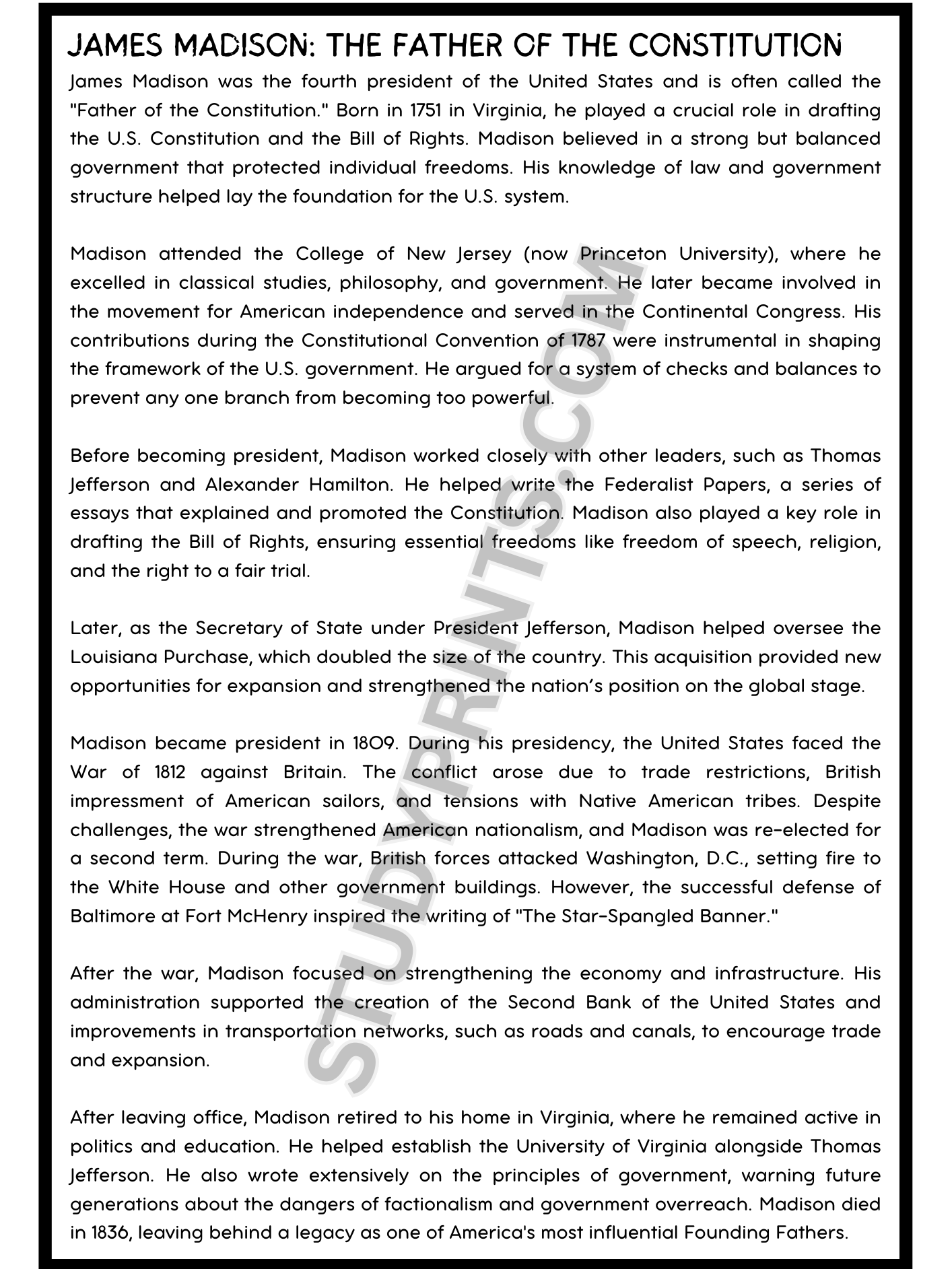 james madison reading comprehension pdf product image (2)