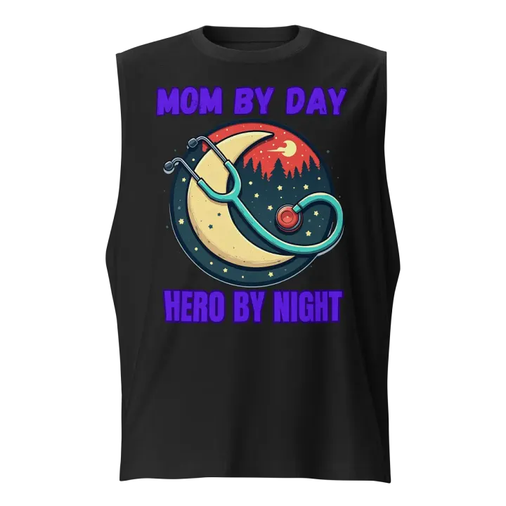 Mom By Day, Hero By Night, Moonlit Hero Muscle Tank product image (1)