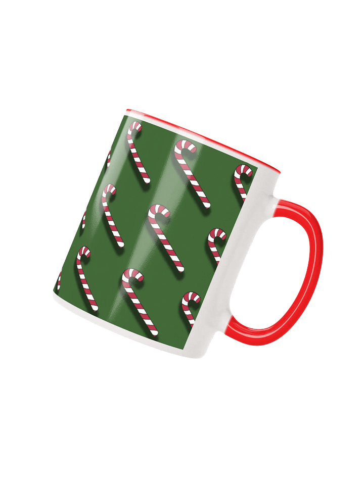 Red and White Candy Canes on Solid Green Ceramic Mug product image (27)