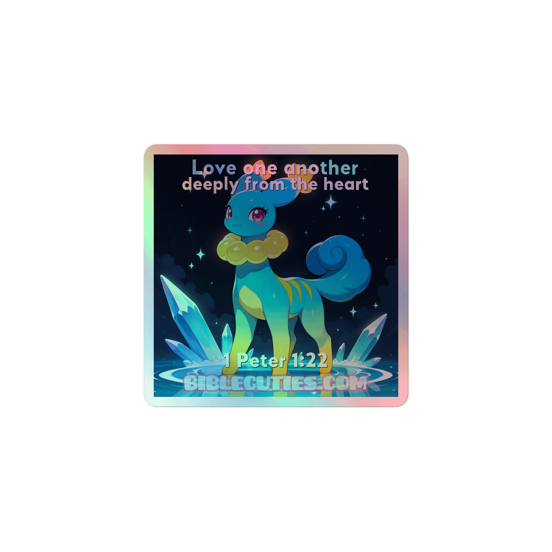 Bible Cuties Olivia - Love one another deeply from the heart Holographic Sticker product image (1)