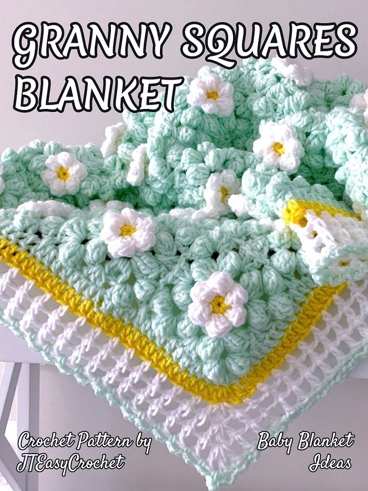 Daisy Flower Crochet Blanket Pattern, 3D Daisy Granny Square Textured Afghan product image (1)