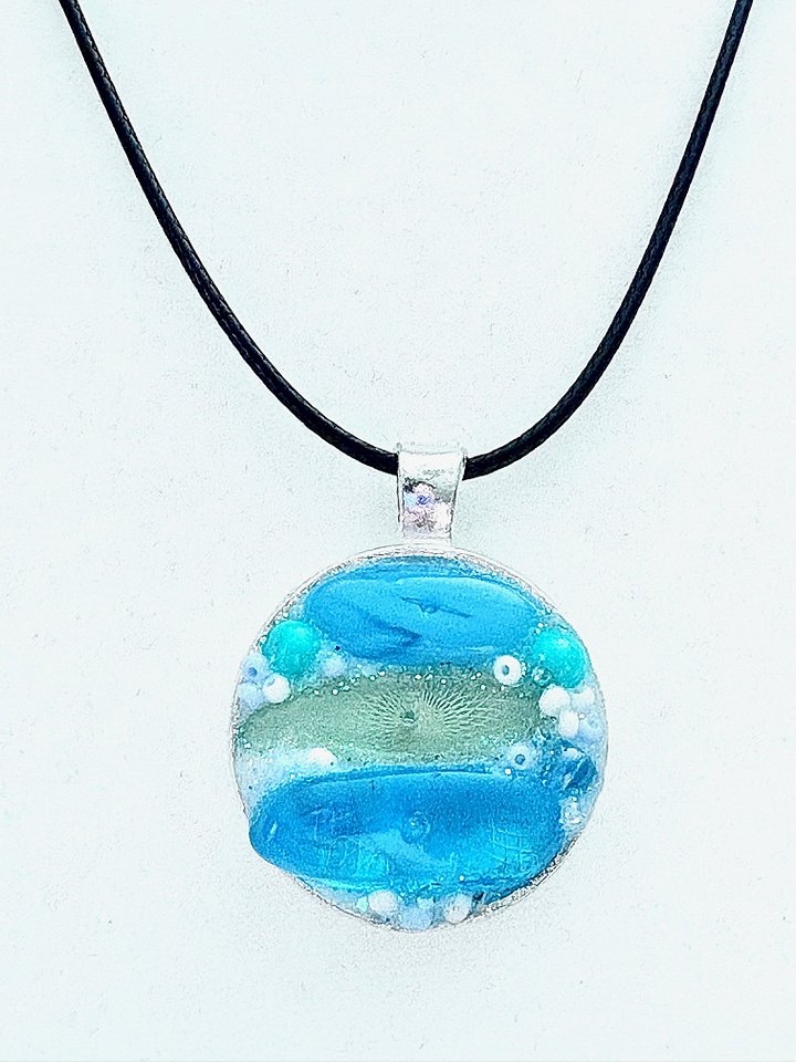 Coastal Calm Horizon Pendant Necklace | Handmade Glass Art Jewelry | Monique Faella Designs™ | MFD-00213 product image (1)