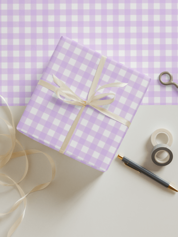 Soft Lavender Gingham Gift Wrap Set (Set of 3) product image (1)