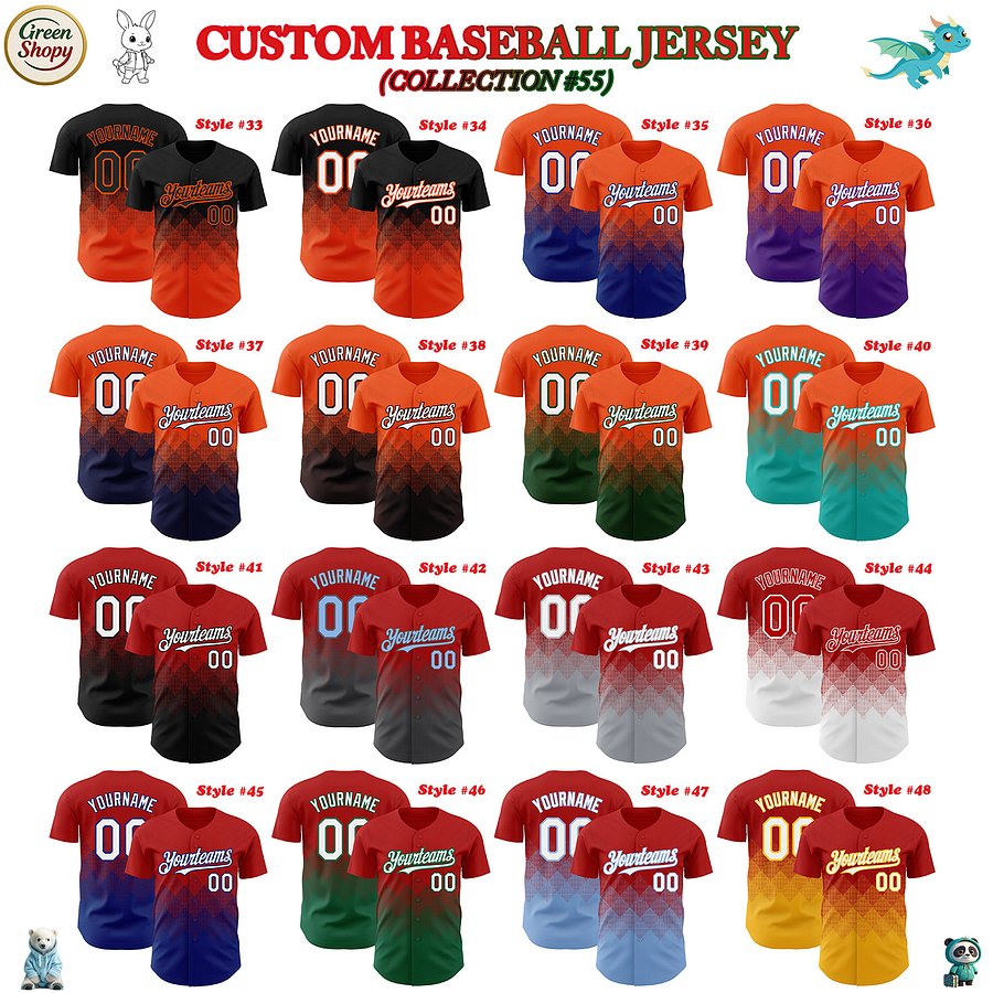 Authentic Baseball Jersey, Custom Baseball Jersey, Personalized Sport Jersey, Colorful, Number, 3D Gradient Square Shape product image (183)