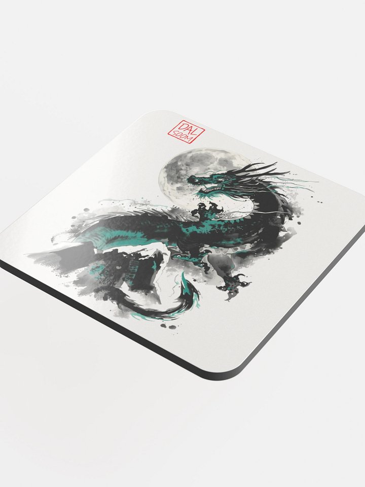 Moonlit Dragon Glossed Cork Coaster product image (1)