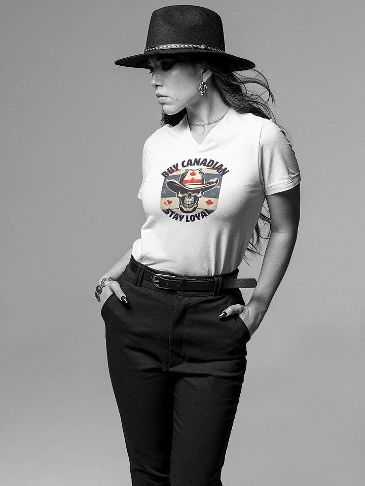 Canadian Cowboy Skull V-Neck Tee product image (16)