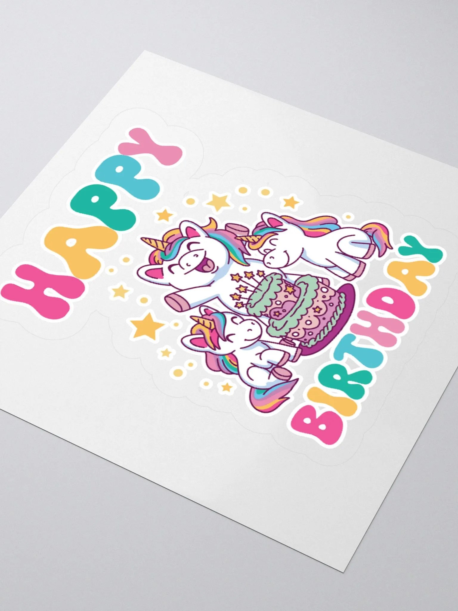 Happy Birthday (Unicorns With Birthday Cake) Sticker product image (3)